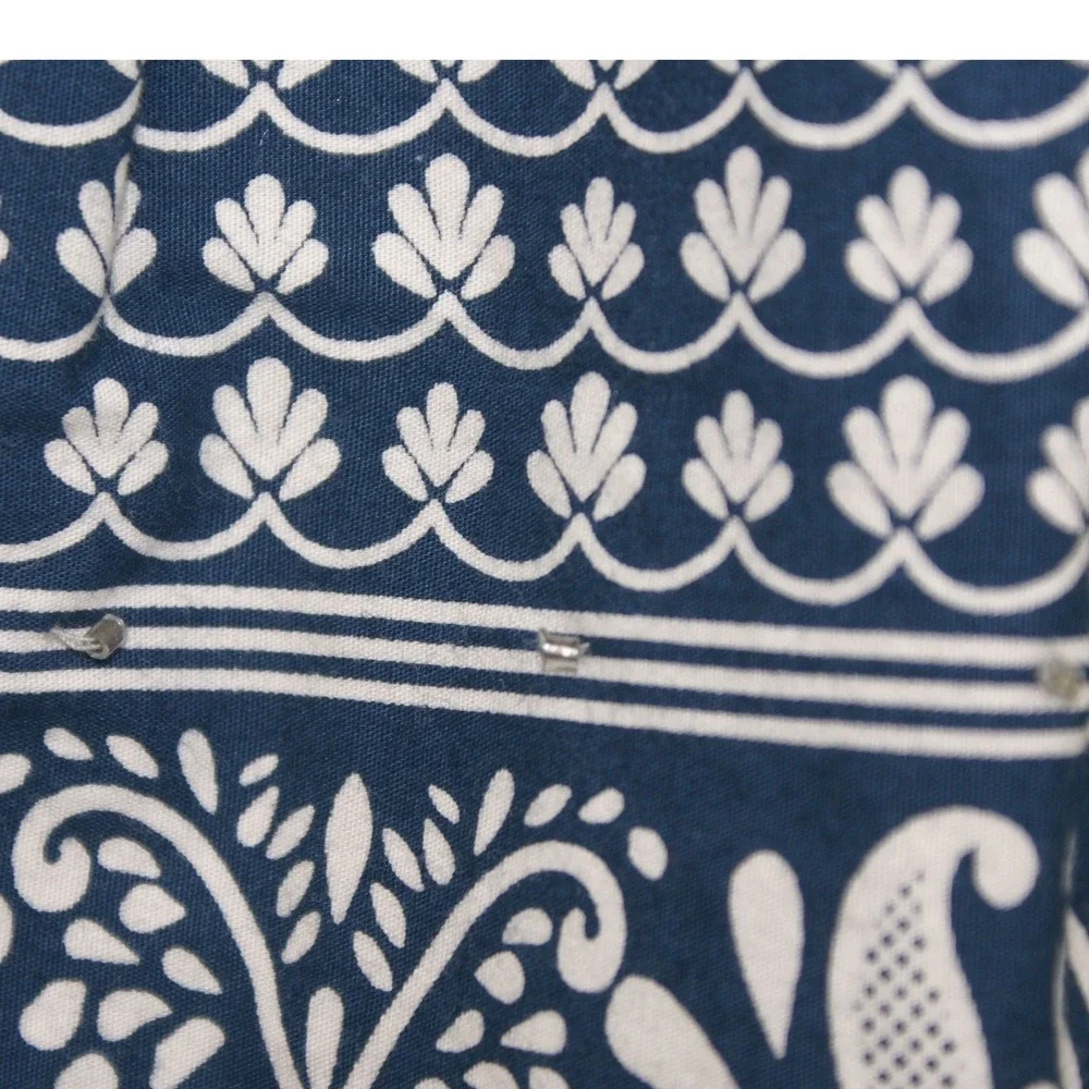 St. Johns Bay Blue White Paisley Sequin Cotton A-Line Skirt Women Size 16 Boho